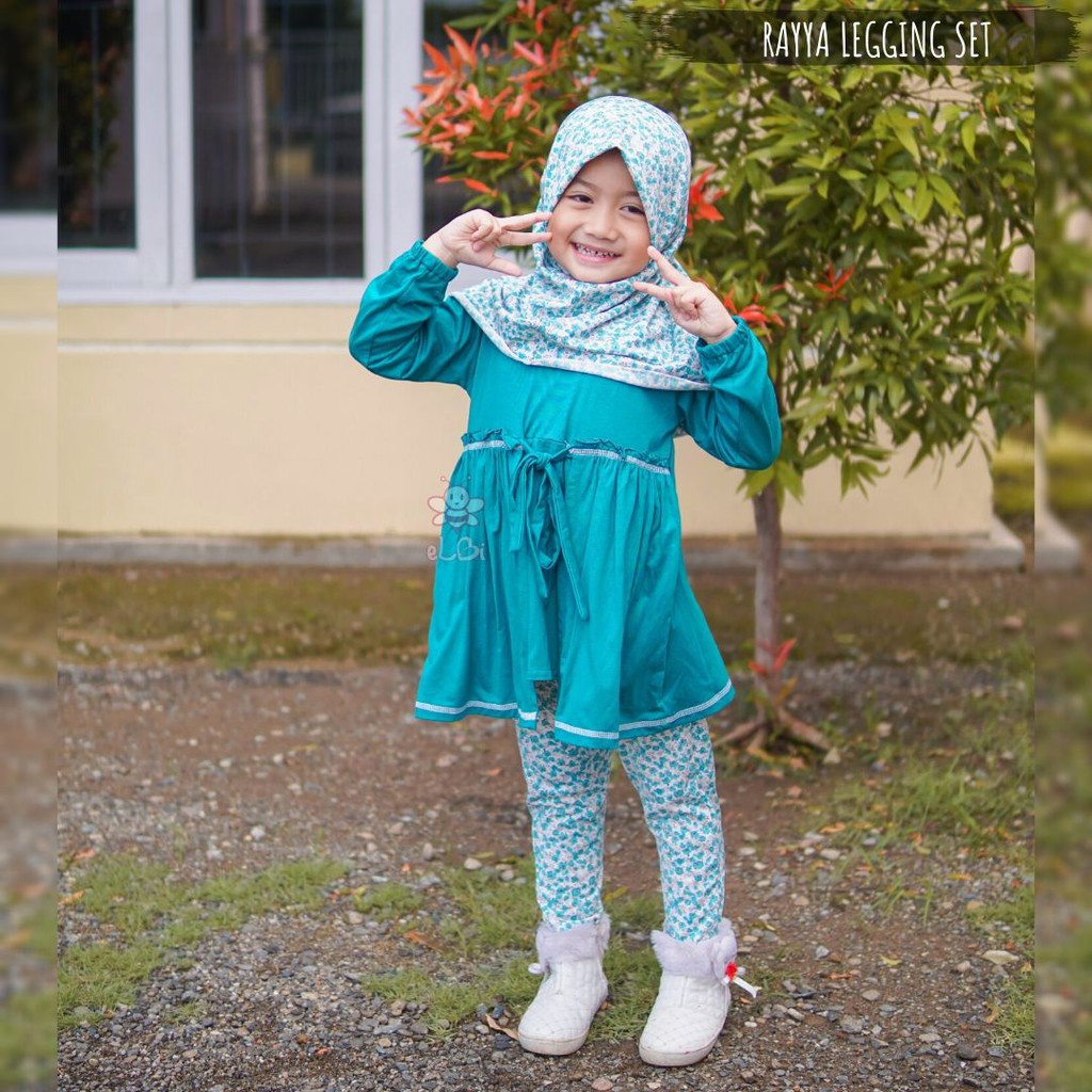 Setelan Baju Anak Perempuan - Gamis Kaos Anak Perempuan - Baju Muslim Anak Perempuan - Rayya