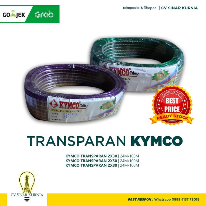 KABEL LISTRIK TRANSPARAN KABEL SERABUT 2 x 30 2x30 | 24meter | KYMCO Original Grosir