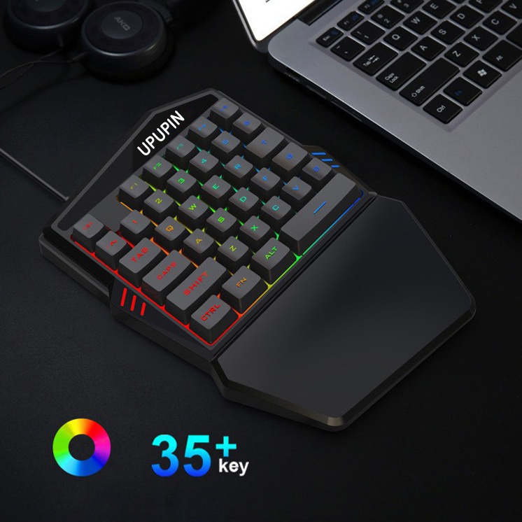 UPUPIN Paket keyboard gaming dan Mouse/Single Hand Gaming RGB Keyboard dan mouse PUBG keyboard gamin