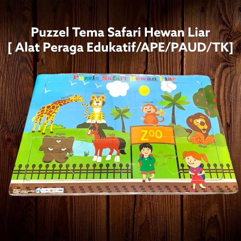 Mainan Edukasi Anak Puzzel Kayu - Puzzel Tema Hewan Liar [Alat Peraga Pendidikan Edukatif/APE/PAUD/T