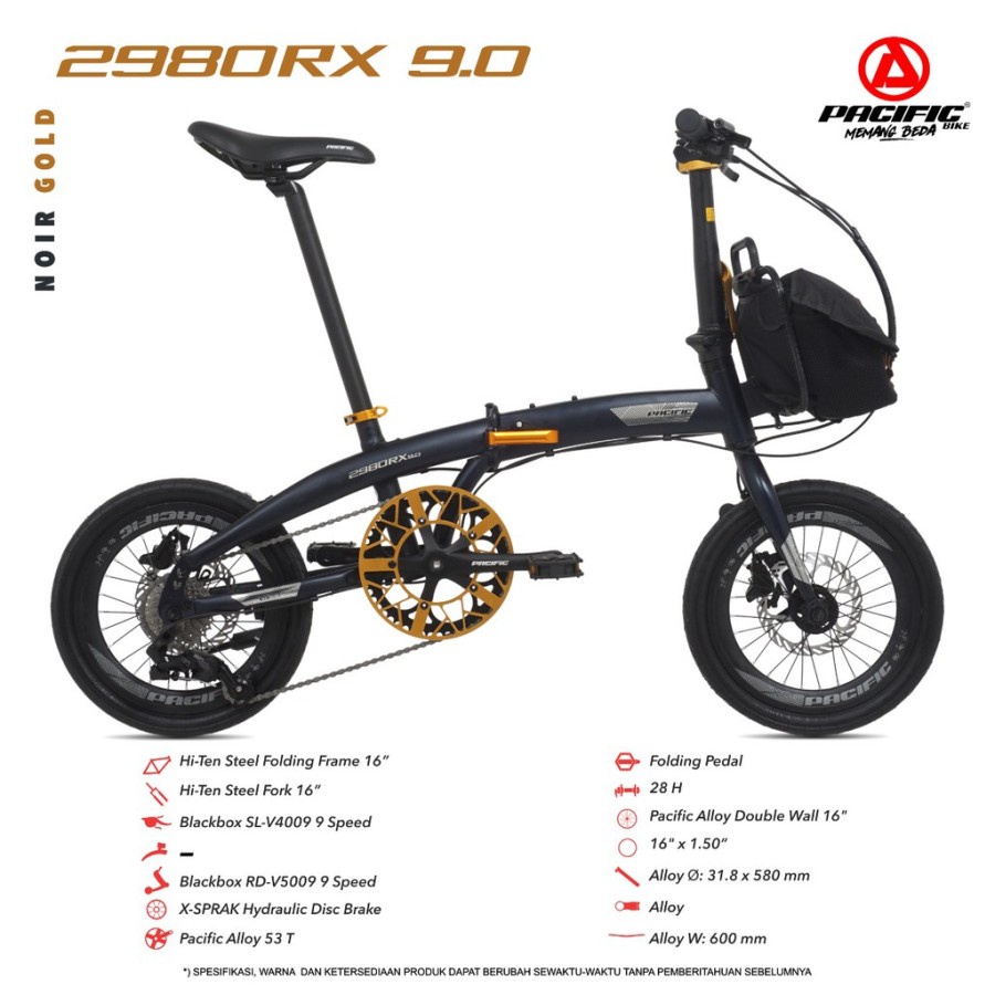 Sepeda Lipat Pacific STEEL 2980 RX 9.0 16 Inch 9 Speed Garansi SNI-1