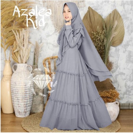 [✅COD] Gamis Anak AZALEA kids (free Jilbab) usia Tanggung baju gamis muslim SYARI Usia 7-10 Tahun Ba