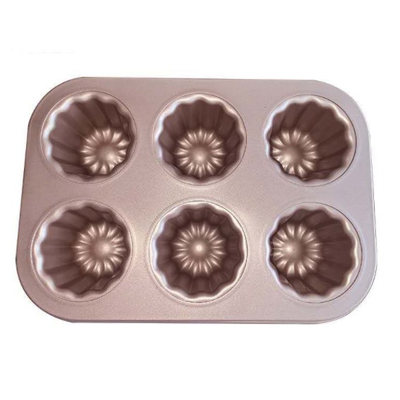 Loyang Canele 6 Cups Gold Canelle Cake Mould / LOYANG 6 CUP / LOYANG KUE 6 CUP / LOYANG 6 CUP Gold