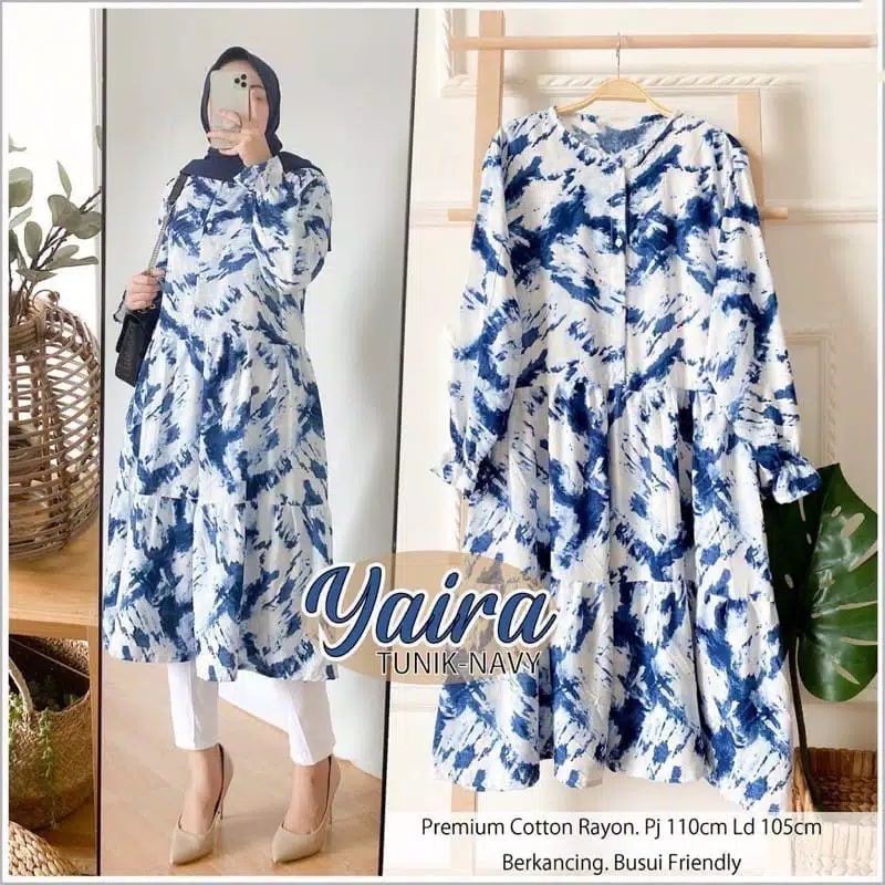 YAIRAW LONG TUNIK PREMIUM UNIQLO RAYON MOTIF