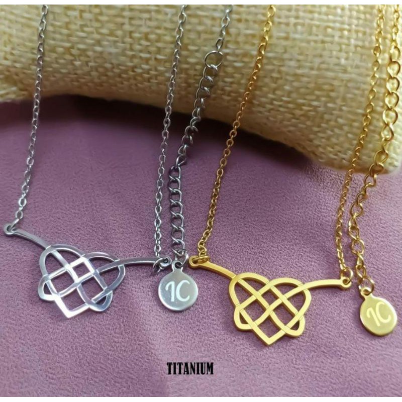 Kalung &amp;Gelang premium TITANUM ikatan Cinta edisi Tiga Warna gold,rosegold &amp; Silver Harga MH(COD)