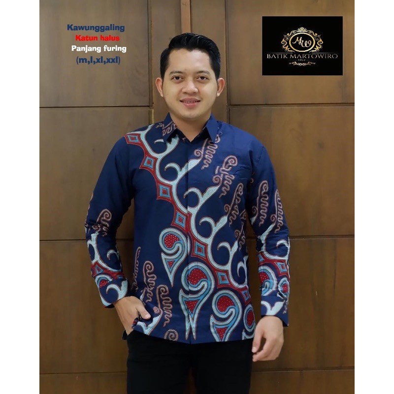 BATIK PRIA KAWUNGALING NAVY LAPIS FURING KATUN HALUS SIZE S-XXL HIGH QUALITY