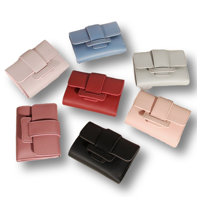 ASIN829 Dompet Lipat Wanita Dompet Kulit Impor Dompet Fashion Wanita 6018 Dompet Lipat Buckle Dompet Pendek