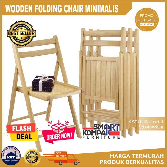 Kursi Kayu - Kursi Lipat Jati Furniture Modern Minimalis Wooden Folding Chair