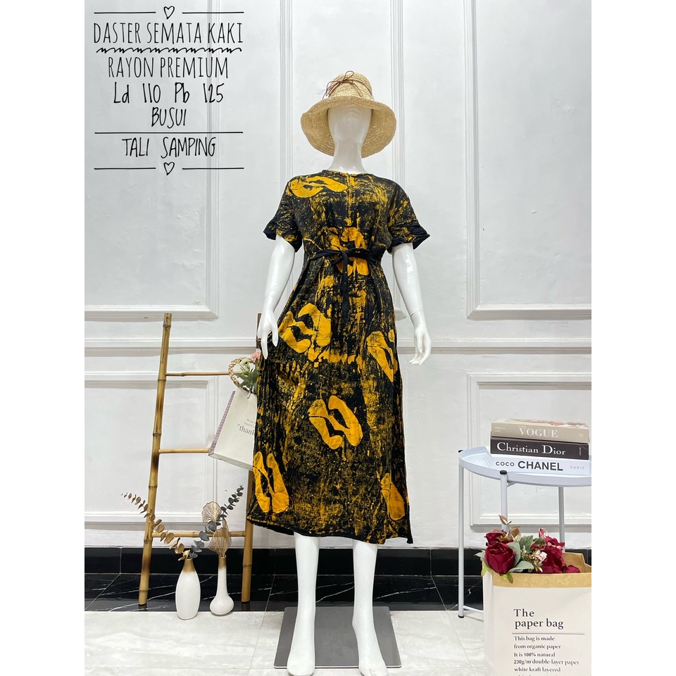 Hot Sale ! Daster Long Semata Kaki abstrak cap - Daster Twill Rayon - Daster Jumbo lengan pendek - Daster Batik Usman kekinian-21