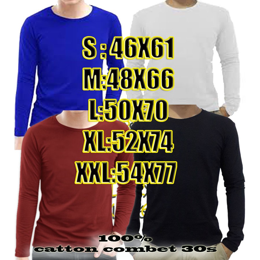 kaos katun polos lengan panjang
