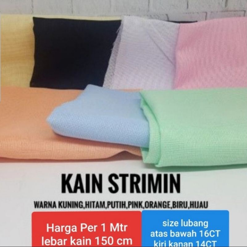 KAIN STRIMIN SETRIMIN SULAM MENYULAM KRISTIK KRUISTIK KERAJINAN TANGAN CROSS STITCH PER 1 METER