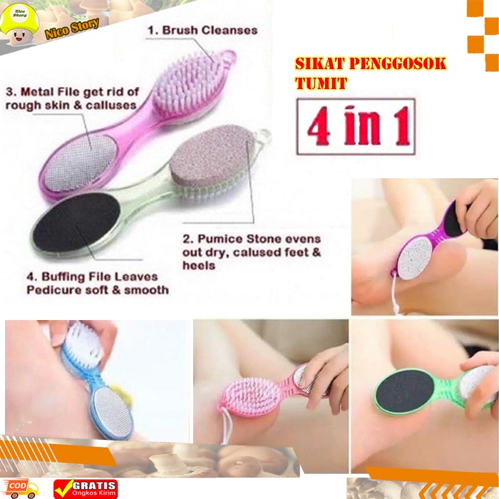 (NCS) COD Sikat Penggosok Tumit Pecah 4 in 1  Penghalus Kaki 4 Steps Pedicure Kuku Serbaguna Sikat Kaki Batu Apung 4in1 Amplas Kaki Pengikir Kikir Buffing