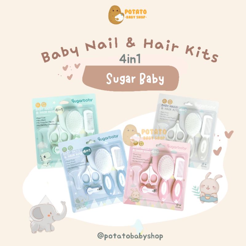 Sugar Baby - 4in1 Baby Nail &amp; Hair Kits ( Perlengkapan Perawatan Kuku &amp; Sisir Rambut Bayi)