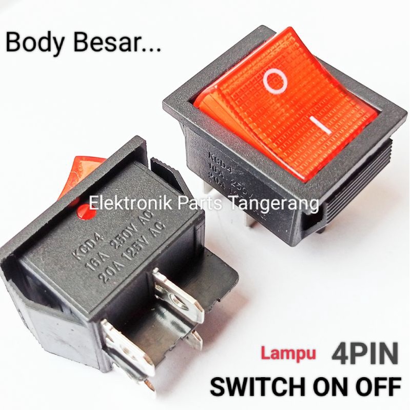 SWITCH ON OFF BESAR NYALA 4PIN SWITCH ON OFF 4PIN SWITCH ON OFF 4 KAKI SWITCH ON OFF LAMPU 4PIN SAKL
