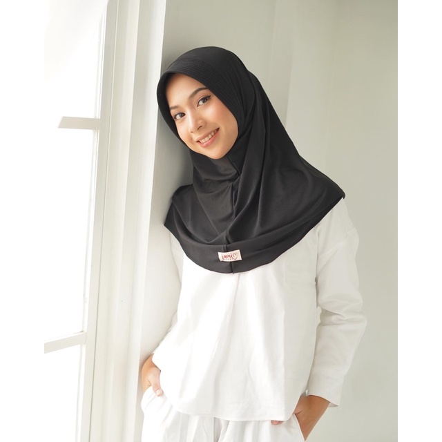 Gadis Khimar (khimar sport) Daily khimar jersey PROMO 100k dapat 3pcs-Gadis Black