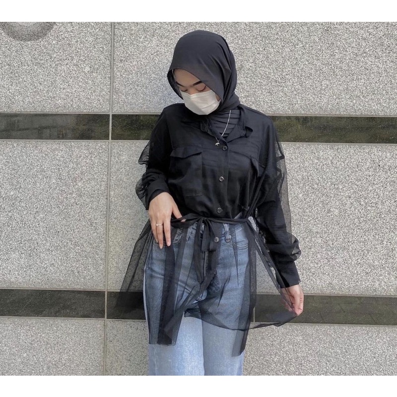 PELOPE KEMEJA OVERSIZE TILE/KEMEJA TILE KONDANGAN/BLOUSE TILE /OOTD HIJAB