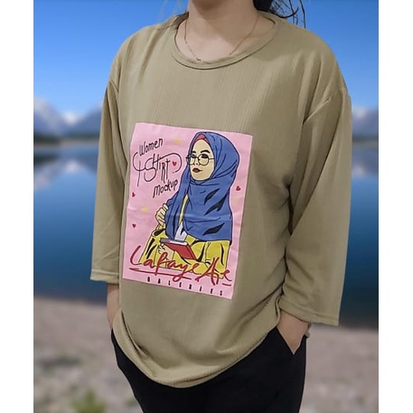 Long Tunik Hanna Motif Bordir COD-Kaos Wanita model Hijab