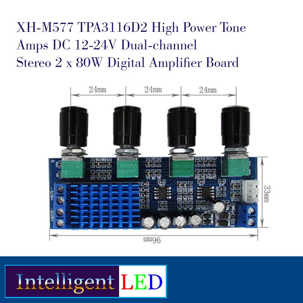 XH-M577 TPA3116D2 High Power Tone DC12-24V Stereo 2x80W Amplifier Board