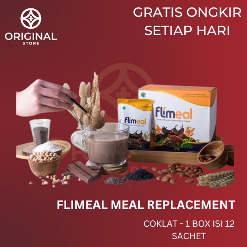 Flimeal Meal Replacement Rasa Coklat - 1 Box isi 12 sachet