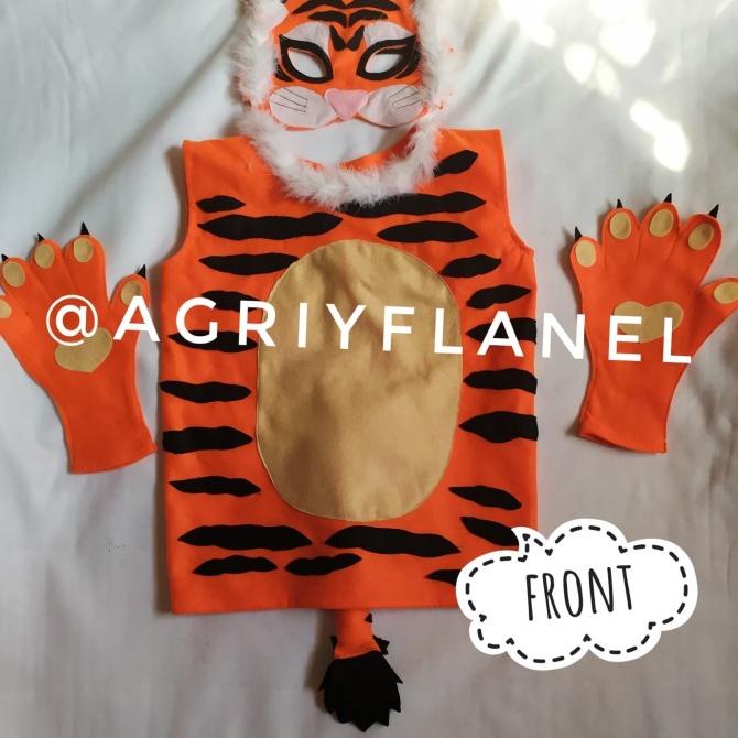 kostum harimau/topeng/baju+ekor/gloves/flanel/anak
