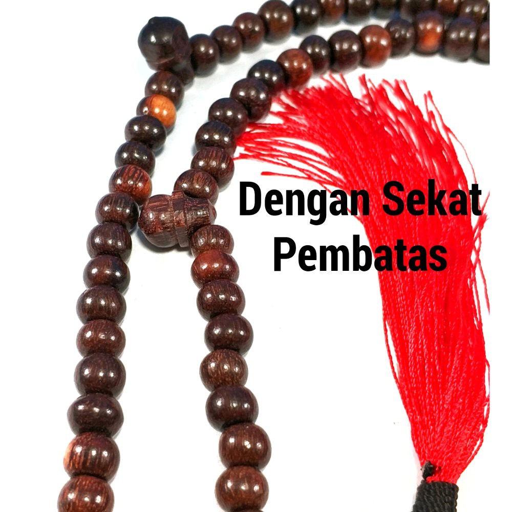 TASBIH KAYU ASLI GALIH ASEM SIZE BUTIR 8MM MODEL BULAT 99BUTIR DIJAMIN ASLI