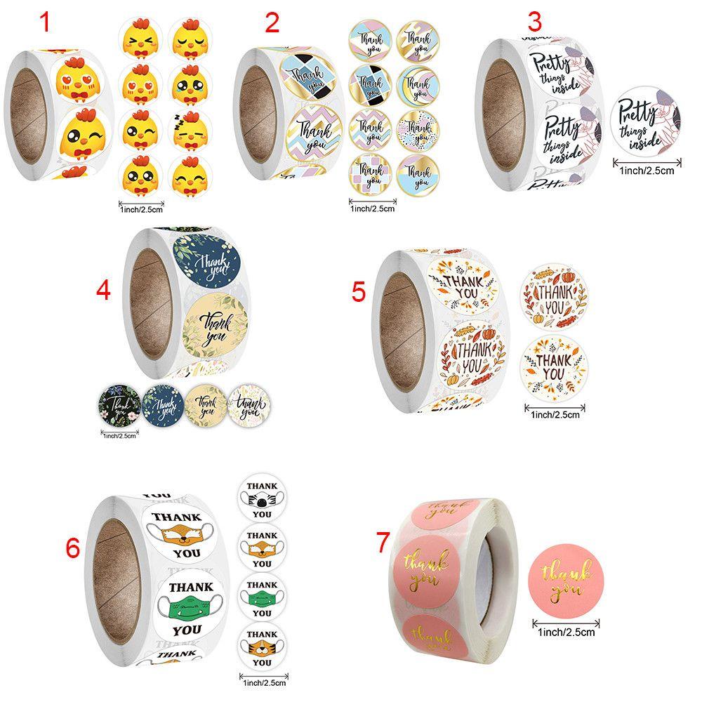 Populer 500pcs Thank You Label Stiker Vintage Dekorasi Paskah Kraft Perlengkapan Kertas Sticker