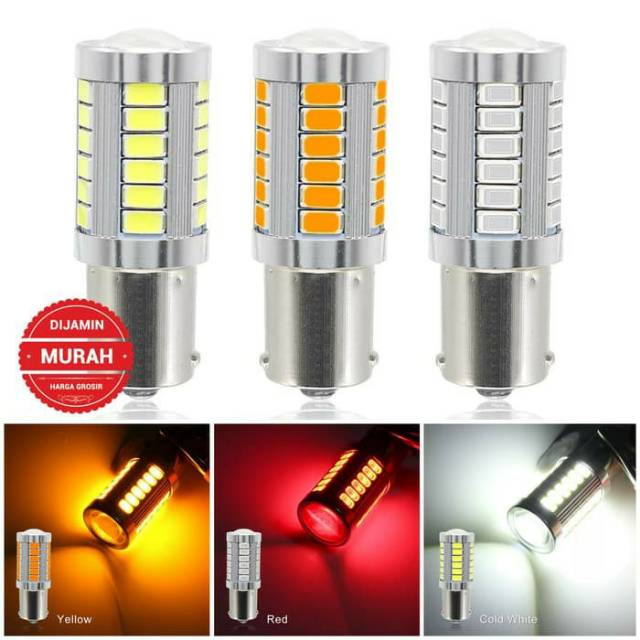 Lampu LED Bayonet 1156 1157 P21W BA15S BAY15D - 33SMD - Lampu Mundur Sein Rem