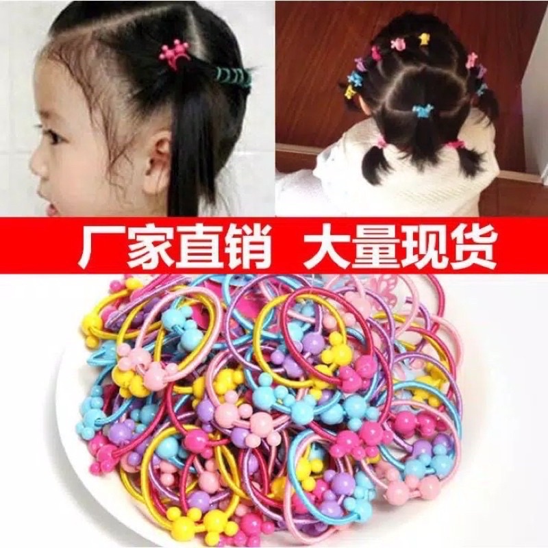 Ikat Rambut Anak Anak / Karet Ikat Rambut / Kuncir Rambut Kuda Anak Anak / Headband 1 pack isi 50pcs