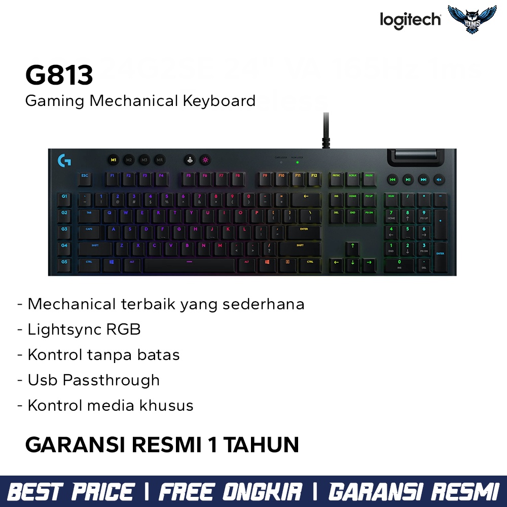 Logitech G813 LightSync RGB Mechanical Gaming Keyboard GL Clicky