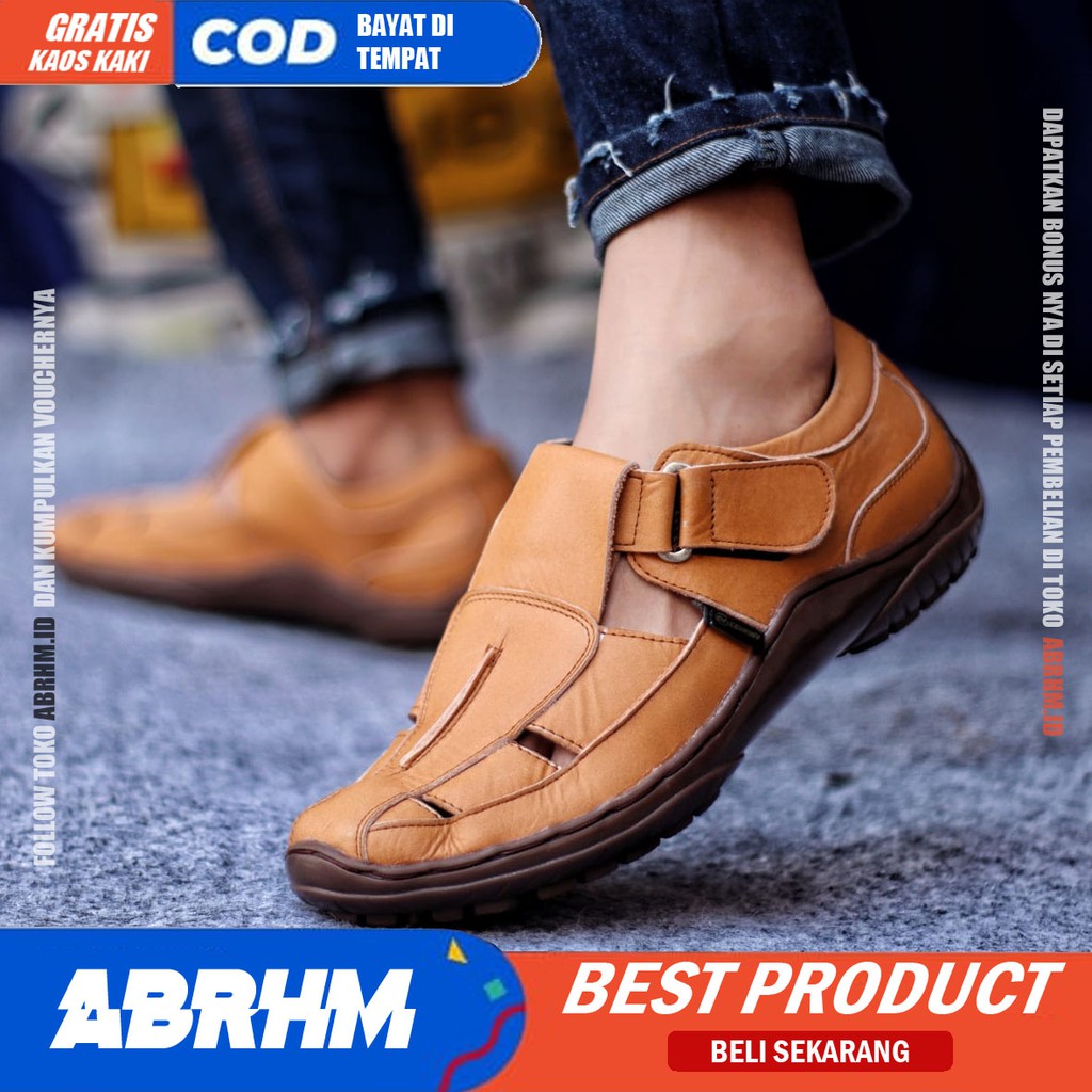 ABRHM x DRAKEN Sepatu Slip On Pria Sepatu Casual Pria Sepatu Pria Original Kulit Asli Kerja Lapangan Sepatu Kasual Cowok / Cowo Original Santai Gaya Keren Kekinian