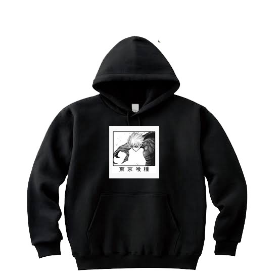 Hoodie Sweater Cewe Cowok Kaneki Tokyo Ghoul Gambar Anime Unisex Hoodie Anime