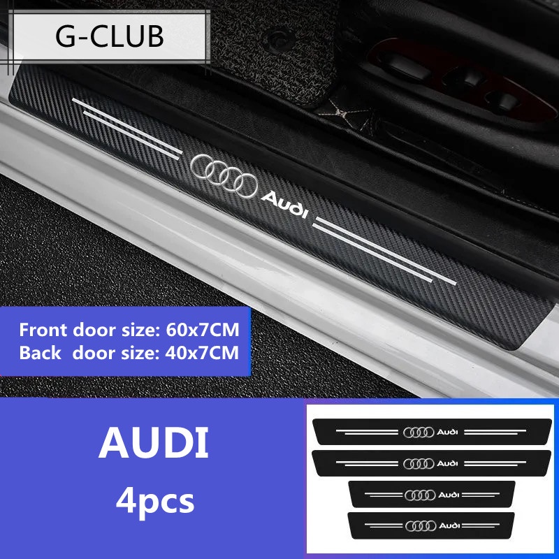 G-club Stiker Pelindung Pintu Mobil Bahan Karet Carbon Fiber Untuk Audi