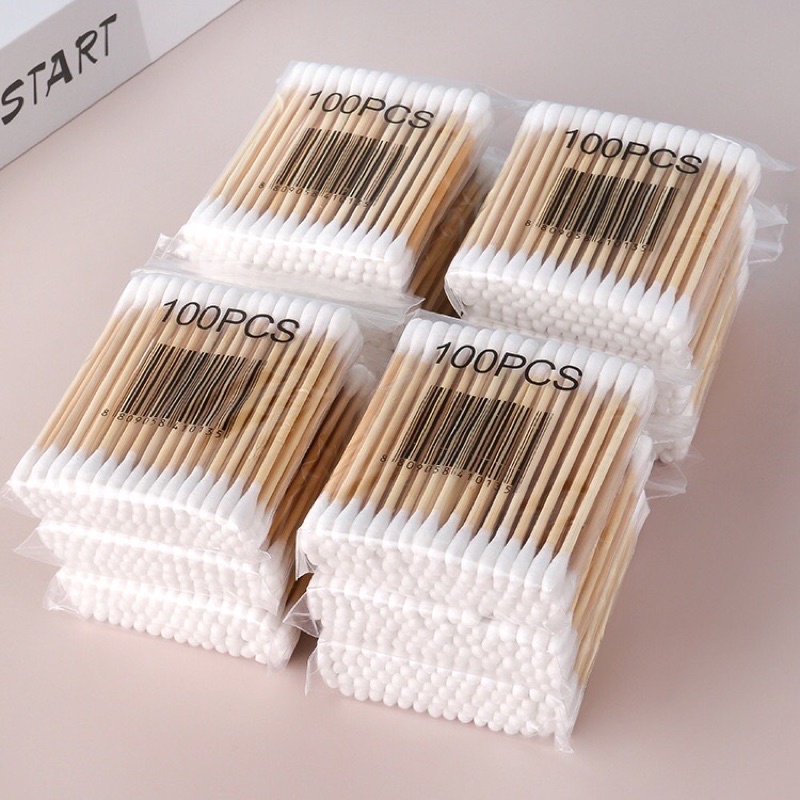 (100 pcs) Cotton Buds Bambu / Cotton Swab Bamboo / Cotton Bud Kayu /Cotton Buds Bambu Ramah Lingkungan COD