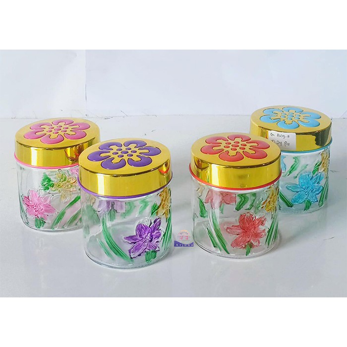 Toples Kaca Toples Kue Motif Bunga Timbul Harga Perbiji