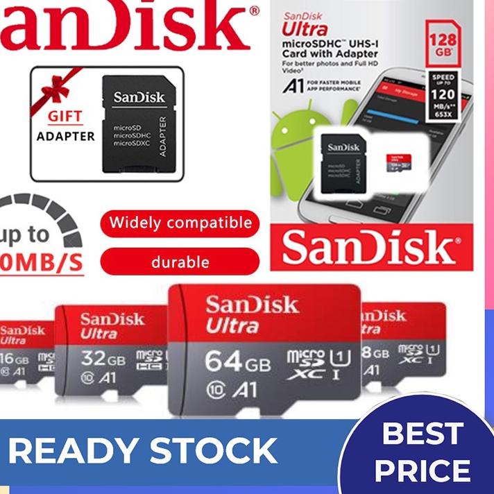 (HARGA ECERAN) Memory Card A1 CLASS 10 120MB/S High Speed 32GB 64GB 128GB 256GB SD Card with Adapter ..!-7