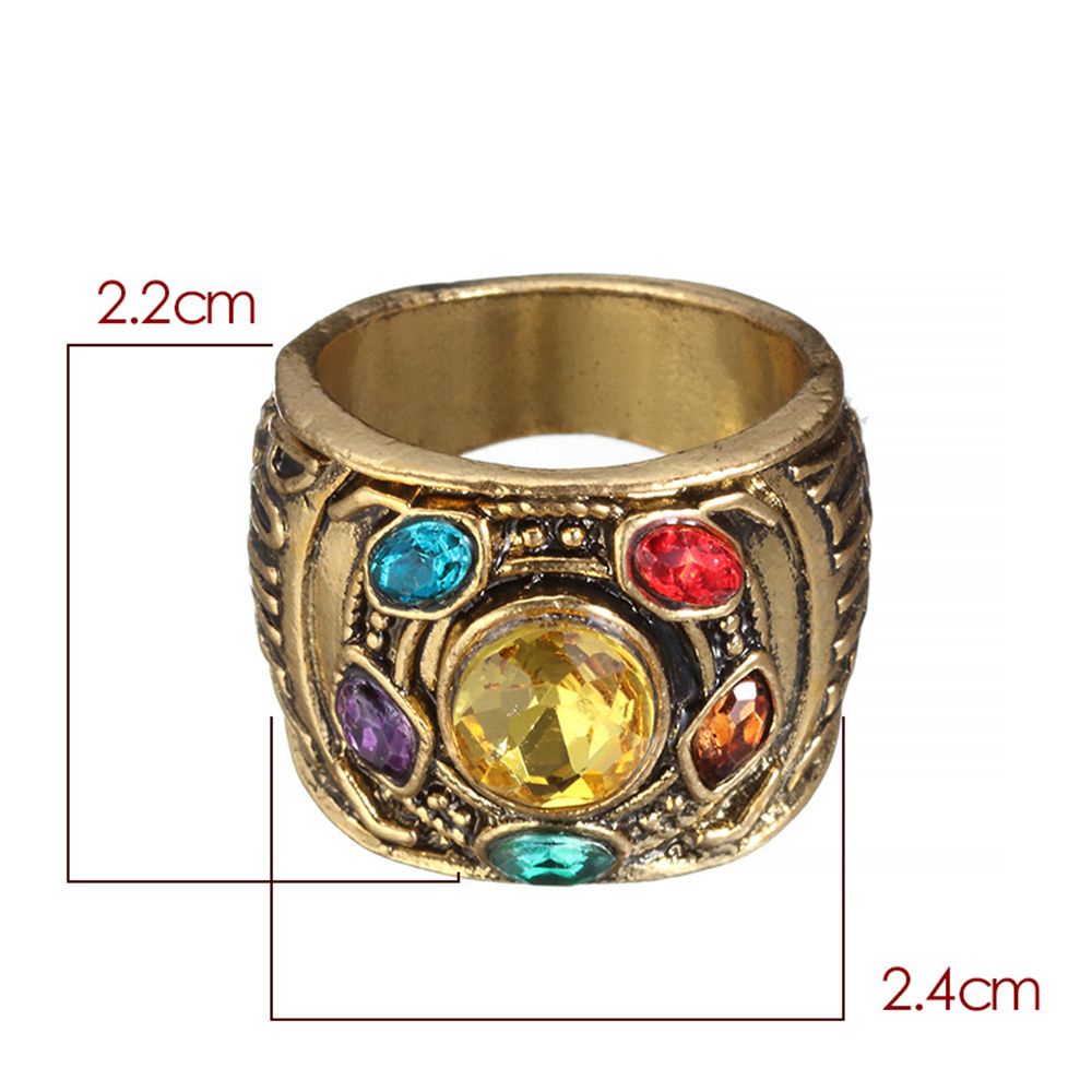 Cincin Power Ring Desain Thanos Gauntlet Infinity War Stones Bahan Alloy Gaya Retro Punk Untuk Unisex