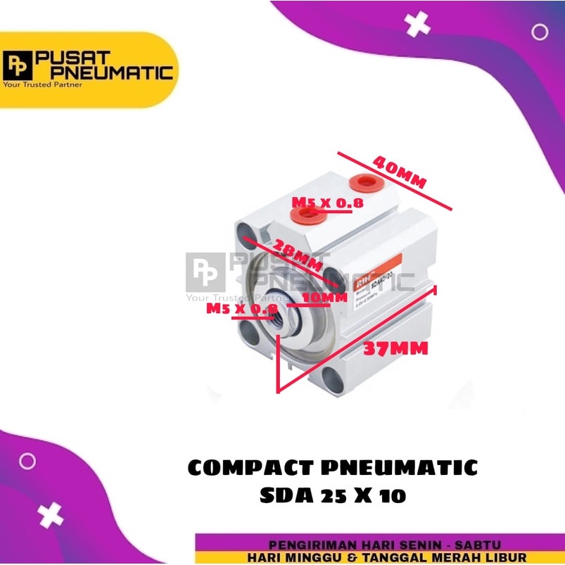 

PNEUMATIC COMPACT CYLINDER sda25X10 / SDA 25 X 10