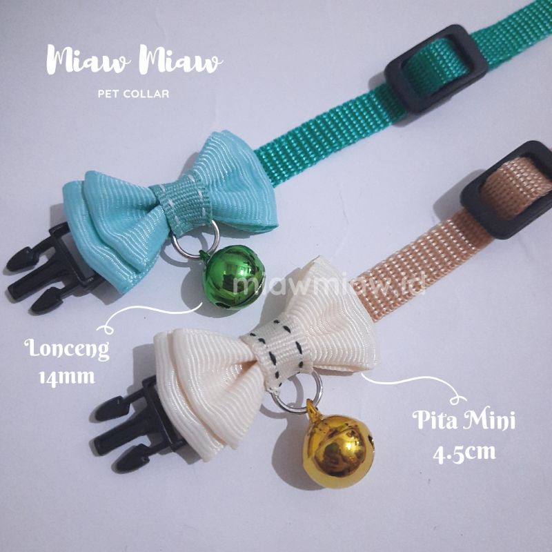Kalung Kucing Pita Mini Lonceng 14mm Kitten Adult by Miaw Miaw