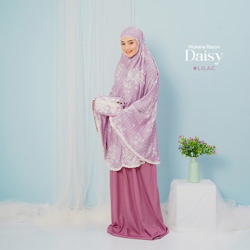 Mukena Mukenah Trevel Traveling dewasa terbaru Bahan rayon Semi Jumbo 2 In 1 Rayon Motif Daisy