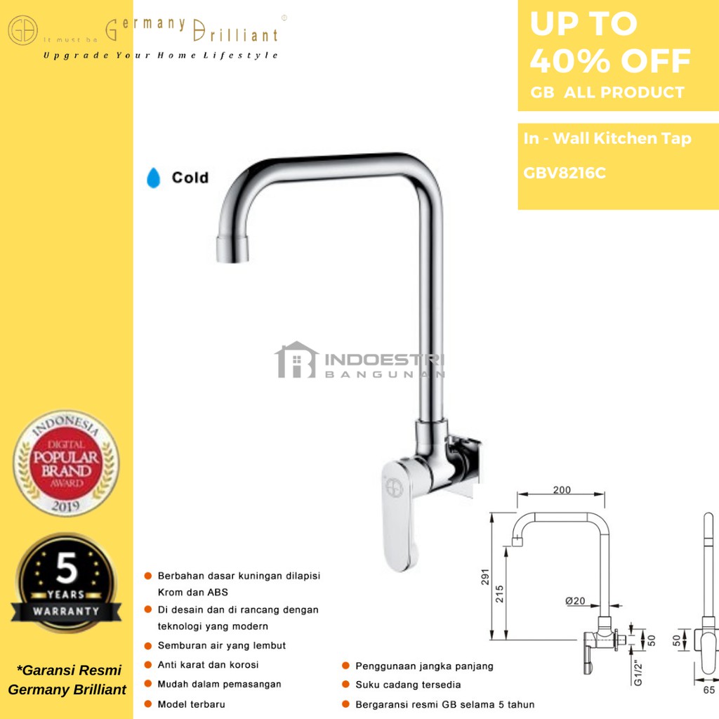 Kran Sink Meja Germany Brilliant GBV8216 / Kran Cuci Piring Germany Brilliant GBV8216