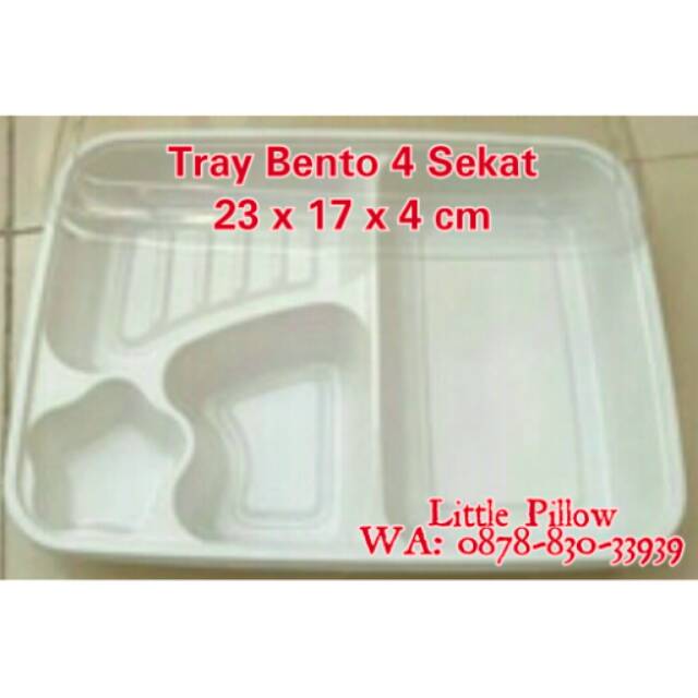 (ISI 25PCS )Mika Bento 4 Sekat Putih/ Box Bento/ Mika Lunch Box/ Tray Bento