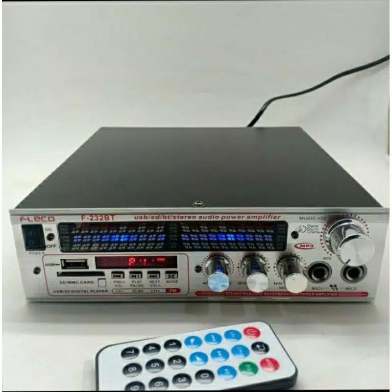 Amplifier Fleco F-232BT Bluetooth Stereo Karaoke + Mp3 player +FM Radio