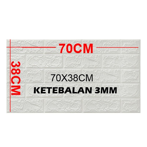 Wallpaper Dingding 3D Foam Motif Batu Bata 70 x 77 CM Dekorasi Dinding Kamar  Murah-BATA PUTIH 3mm 70X38