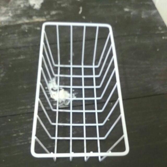 Kesi Putih Keranjang Besi Gantung Tempat Aksesoris Serbaguna Rak Bumbu Dapur Wall Grid Dekorasi