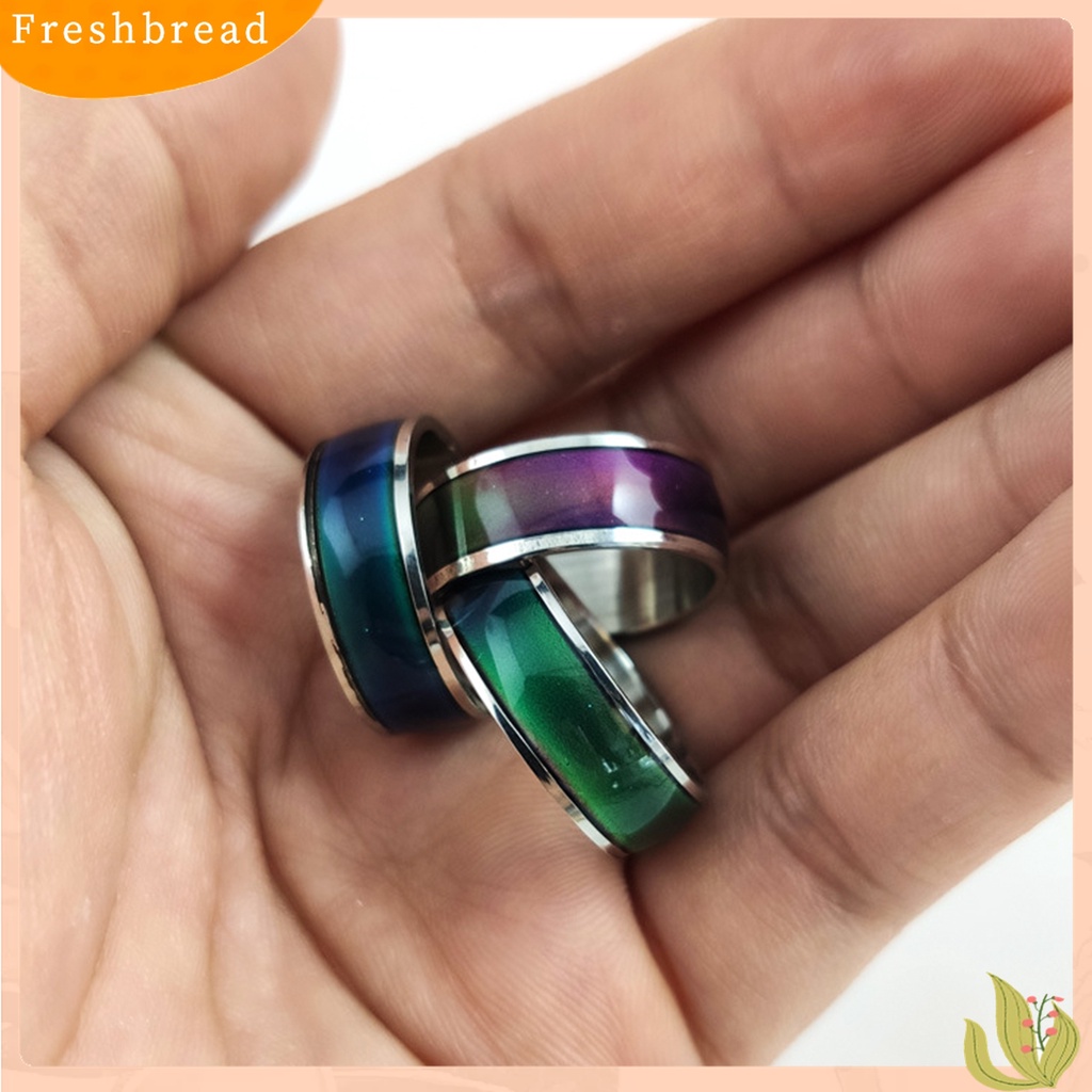 S14Pcsset Cincinmood Ring Berubah Warna Sesuai Temperatur Bahan Stainless Steel Untuk Pasangan