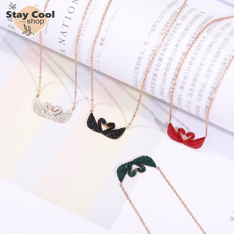 Kalung Titanium Angsa Dua Rose Gold Anti Karat Selamanya / Kalung Wanita / Kalung Wanita / Accesories Kalung Titanium Anti Karat Selamanya