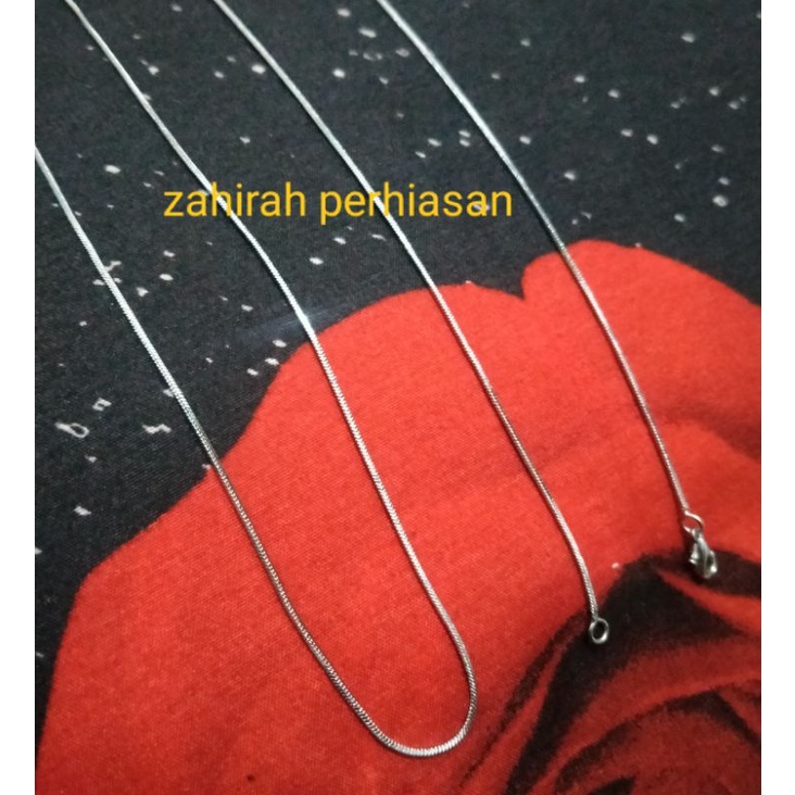 KALUNG PRIA WANITA TITANIUM SILVER PANJANG 60 CM TERLARIS TIDAK MUDAH LUNTUR