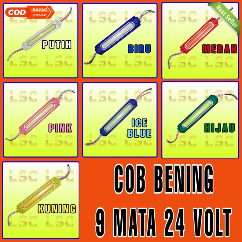 Lampu led cob 9 titik bening 12 volt &amp; 24v lampu kolong variasi mobil bus truk neon box