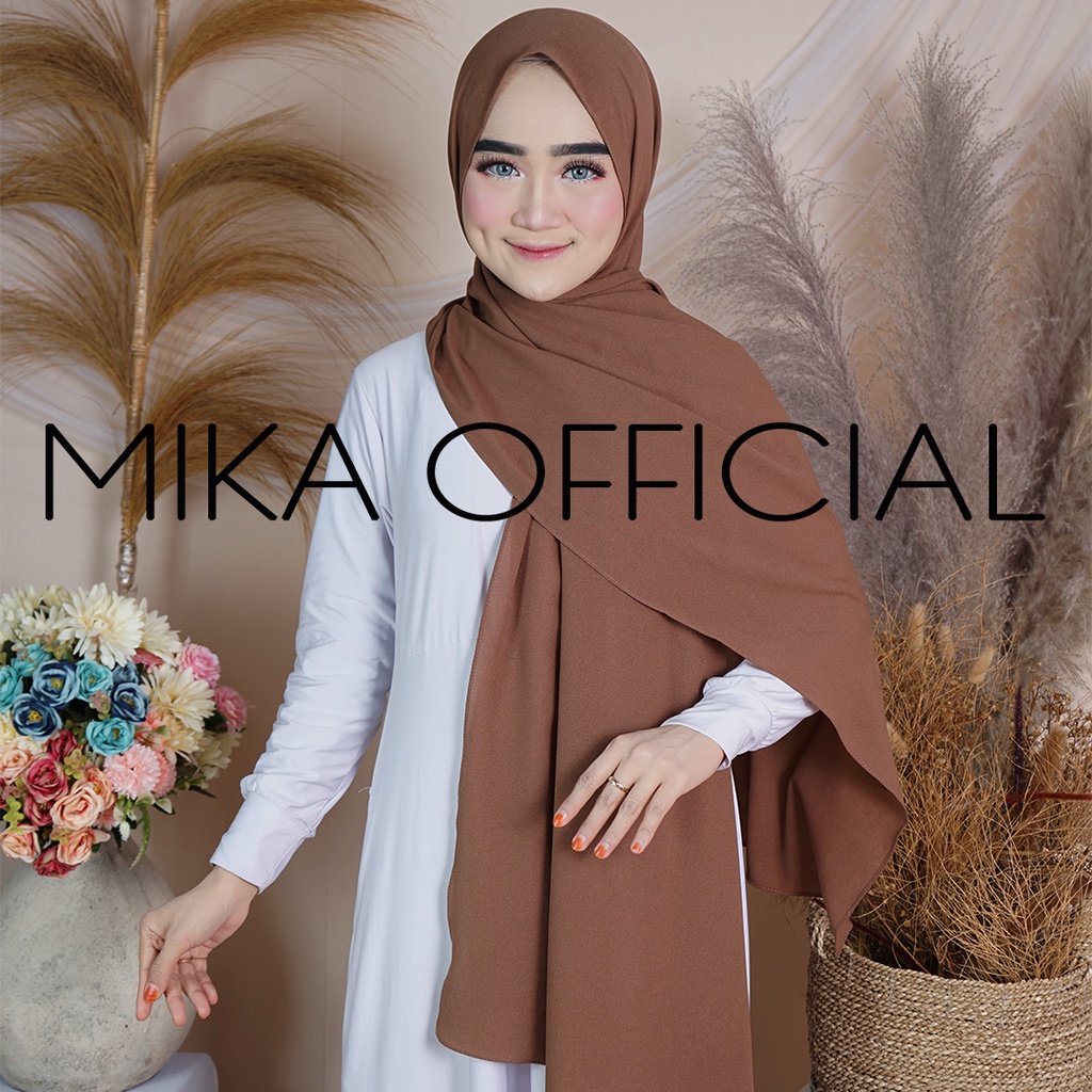 PASHMINA DIAMOND ||  PASHMIN NON TALI/TANPA TALI  POLOS DIAMOND PREMIUM QUALITY-DARK MOCCA