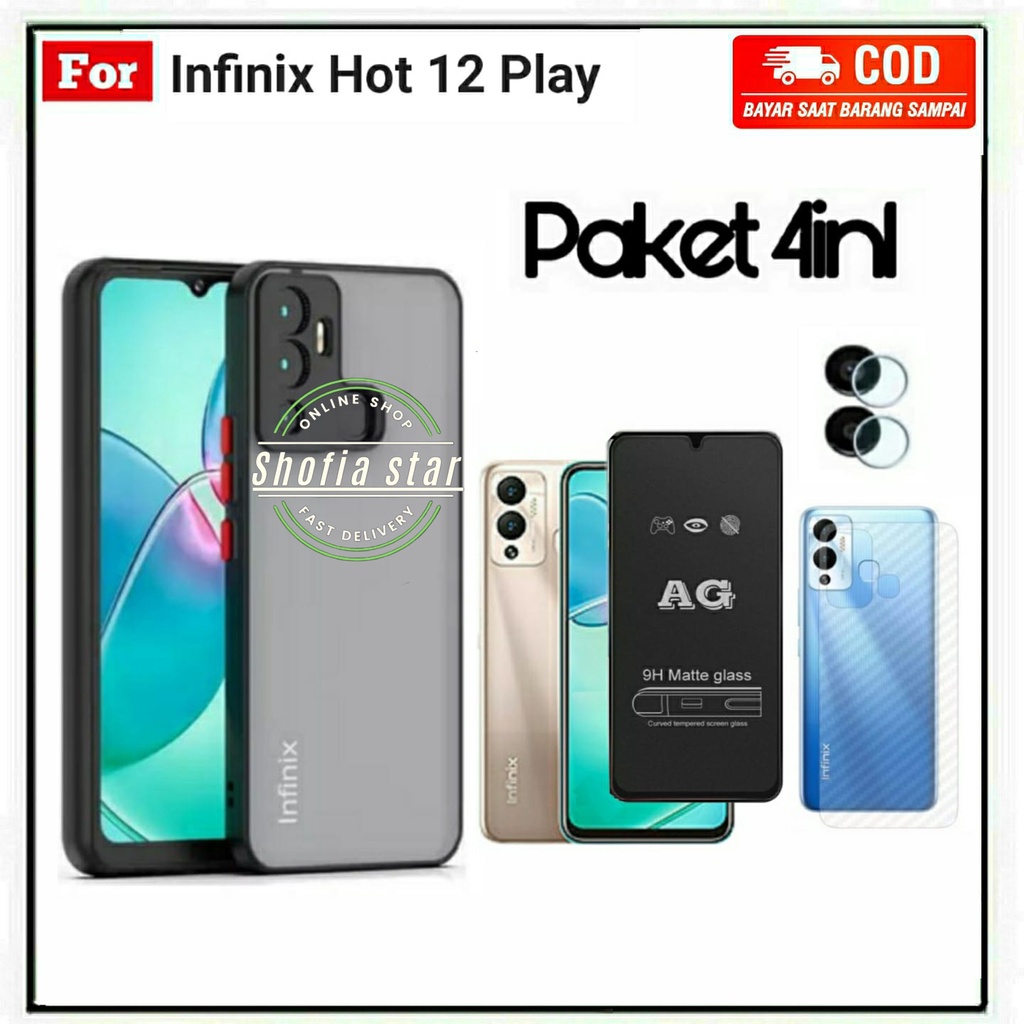 4IN1 CASE AERO INFINIX HOT 12 PLAY 12 12I 12 Play NFC SPFTCASE ARMOR CAMERA PROTECT CASING